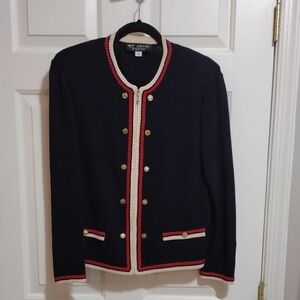 St.John Marie Gray and Black/Red Women's Blazer Size 10